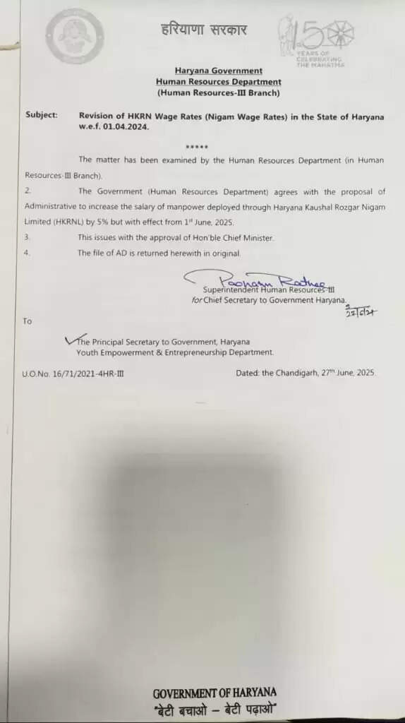 HKRN Salary: हरियाणा में सवा लाख कर्मचारियों को तोहफा, सैलरी में हुआ इजाफा