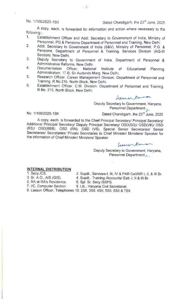 Haryana IAS Transfers: हरियाणा में आईएएस अफसरों के तबादले, देखिये पूरी लिस्ट