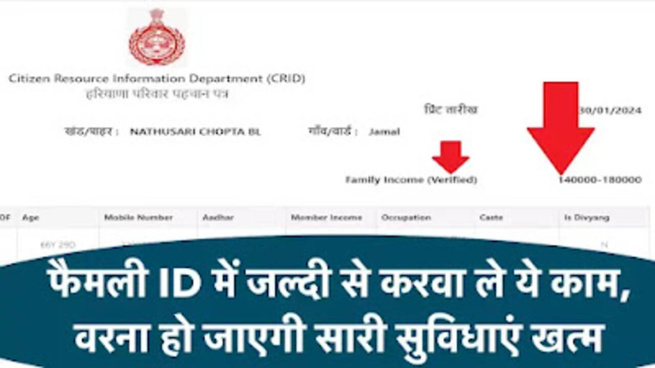 Haryana Family ID Update: जल्दी से करवा ले ये काम, वरना हो जाएगी सारी सुविधाएं खत्म