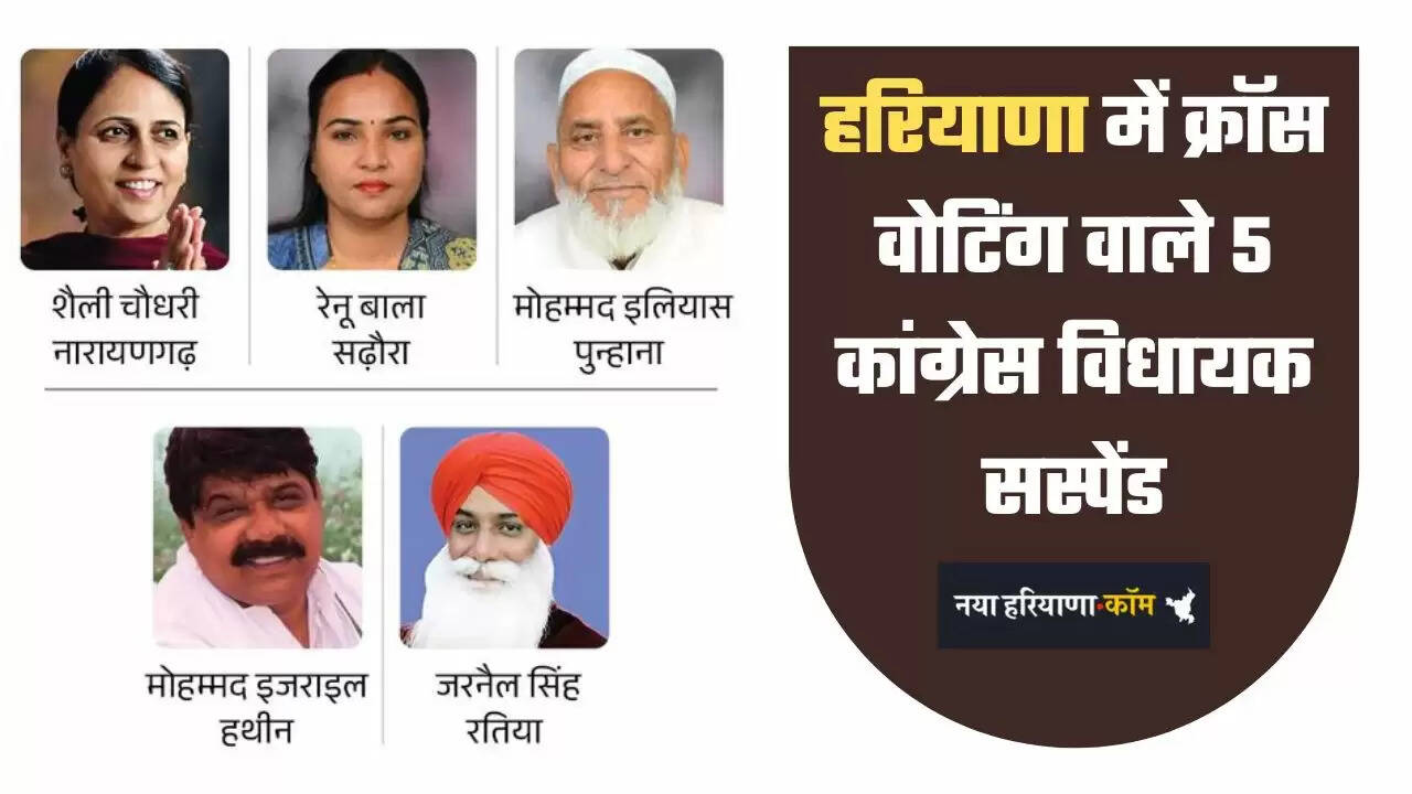 हरियाणा में कांग्रेस का क्रास वोटिंग करने वाले विधायकों पर बड़ा एक्शन, पार्टी से किया सस्पेंड&nbsp;