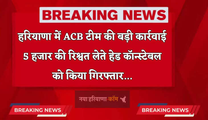 Haryana: हरियाणा में ACB टीम की बड़ी कार्रवाई, 5 हजार की रिश्वत लेते हेड कॉन्स्टेबल को किया गिरफ्तार