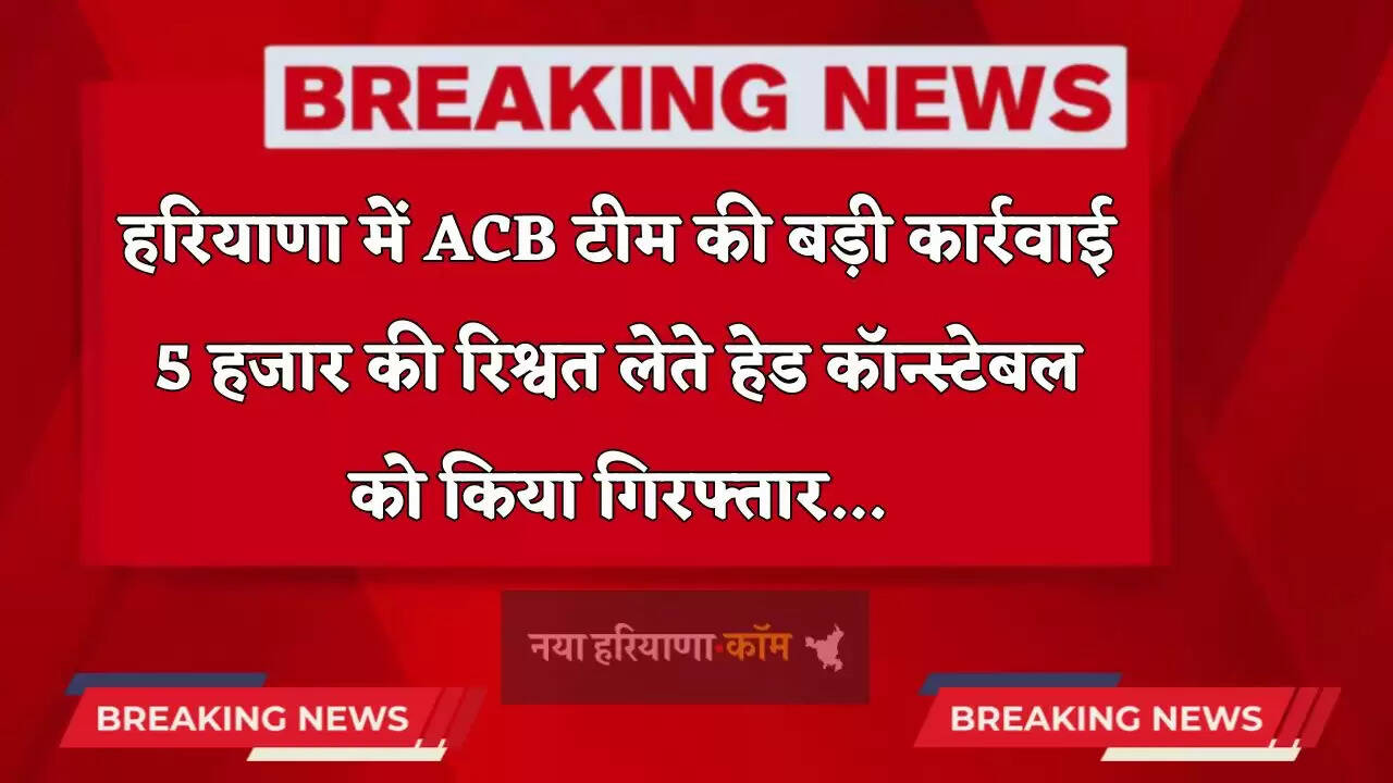 Haryana: हरियाणा में ACB टीम की बड़ी कार्रवाई, 5 हजार की रिश्वत लेते हेड कॉन्स्टेबल को किया गिरफ्तार