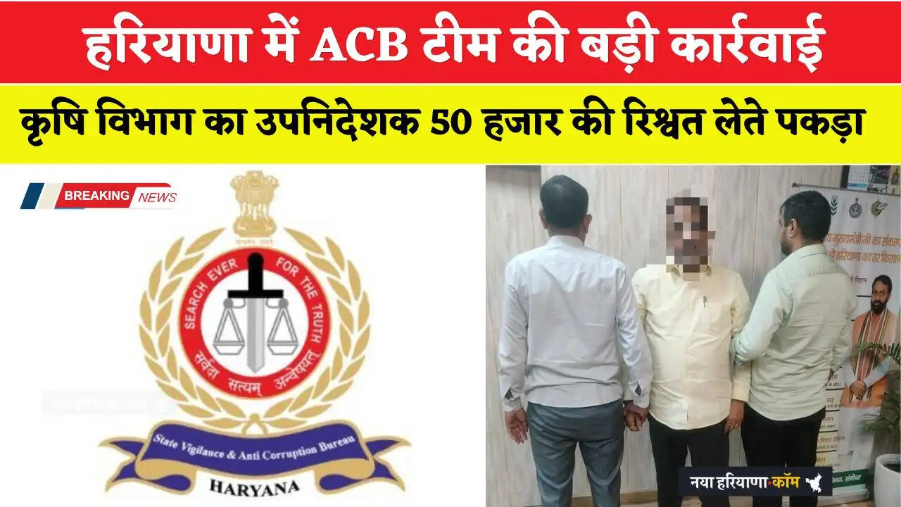 Haryana: हरियाणा में ACB टीम की बड़ी कार्रवाई, कृषि विभाग का उपनिदेशक 50 हजार की रिश्वत लेते पकड़ा&nbsp;