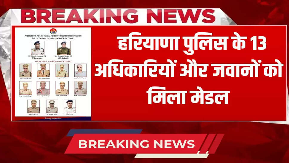 13 officers and jawans of Haryana Police got medals