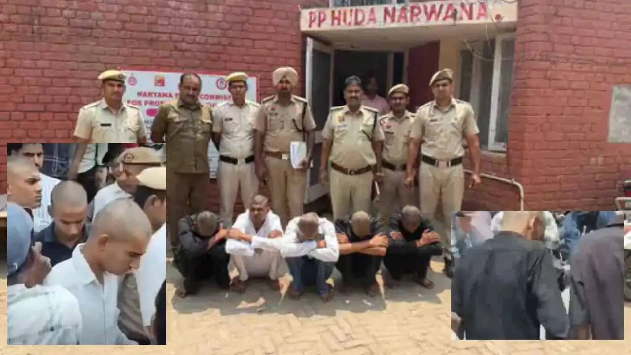 हरियाणा पुलिस ने 5 बदमाशों का सिर मुंडवाकर बाजार में घुमाया, व्यापारी से मंथली 1 लाख मांगी थी रंगदारी