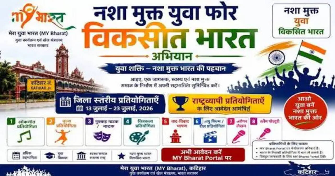 नशा मुक्त युवा से विकसित भारत अभियान के अंतर्गत विभिन्न प्रतियोगिताओं में भाग लेने हेतु युवाओं से आवेदन आमंत्रित