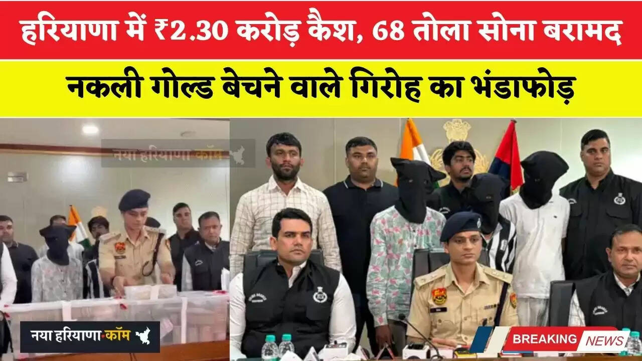 हरियाणा में ₹2.30 करोड़ कैश, 68 तोला सोना बरामद: नकली गोल्ड बेचने वाले गिरोह का भंडाफोड़
