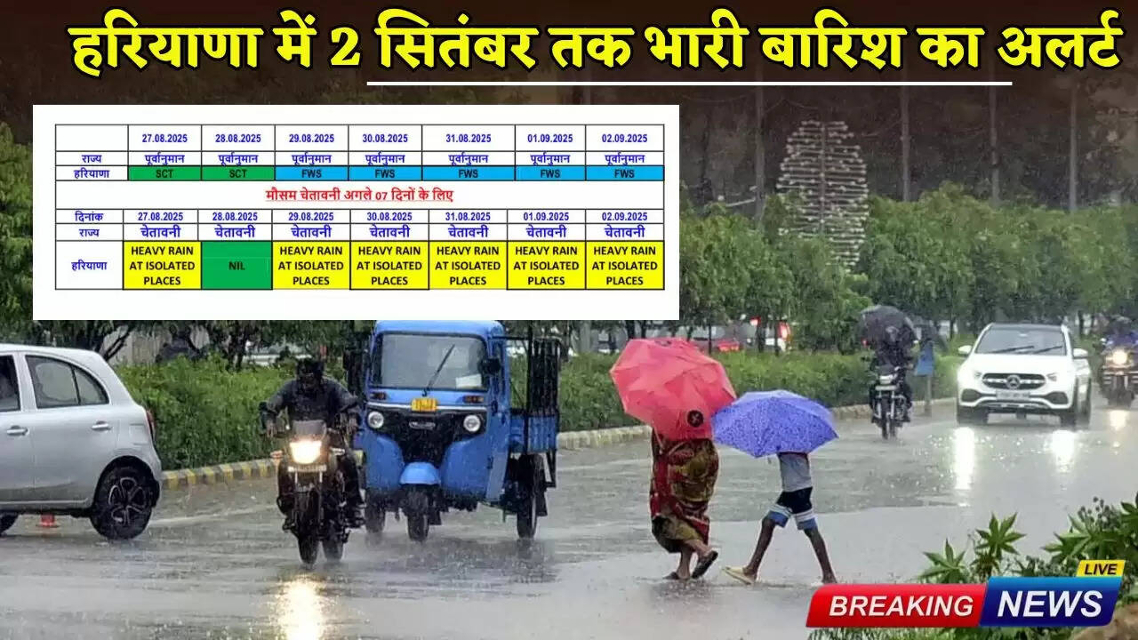 Heavy rain alert in Haryana till September 2