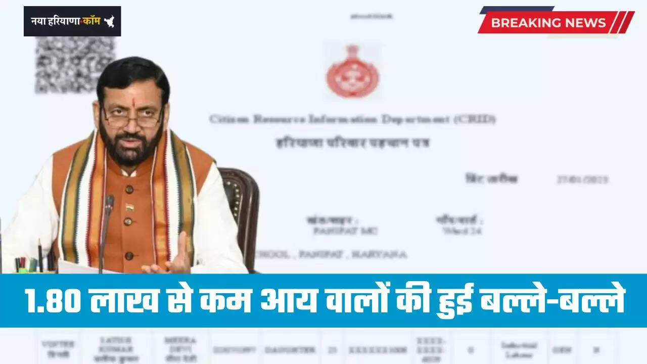 Haryana: हरियाणा में 1.80 लाख से कम आय वालों की हुई बल्ले-बल्ले, मिलेगा ये मोटा फायदा