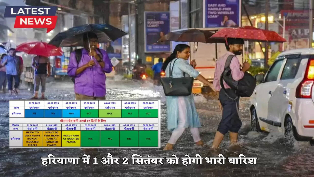 There will be heavy rain in Haryana on 1st and 2nd September