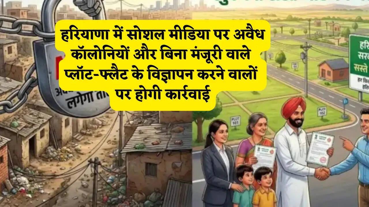 हरियाणा में सोशल मीडिया पर अवैध कॉलोनियों और बिना मंजूरी वाले प्लॉट-फ्लैट के विज्ञापन करने वालों पर होगी कार्रवाई, जाने वजह ?