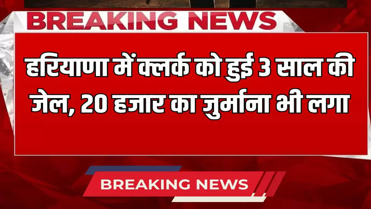 Clerk in Haryana sentenced to 3 years in jail, fined Rs 20,000