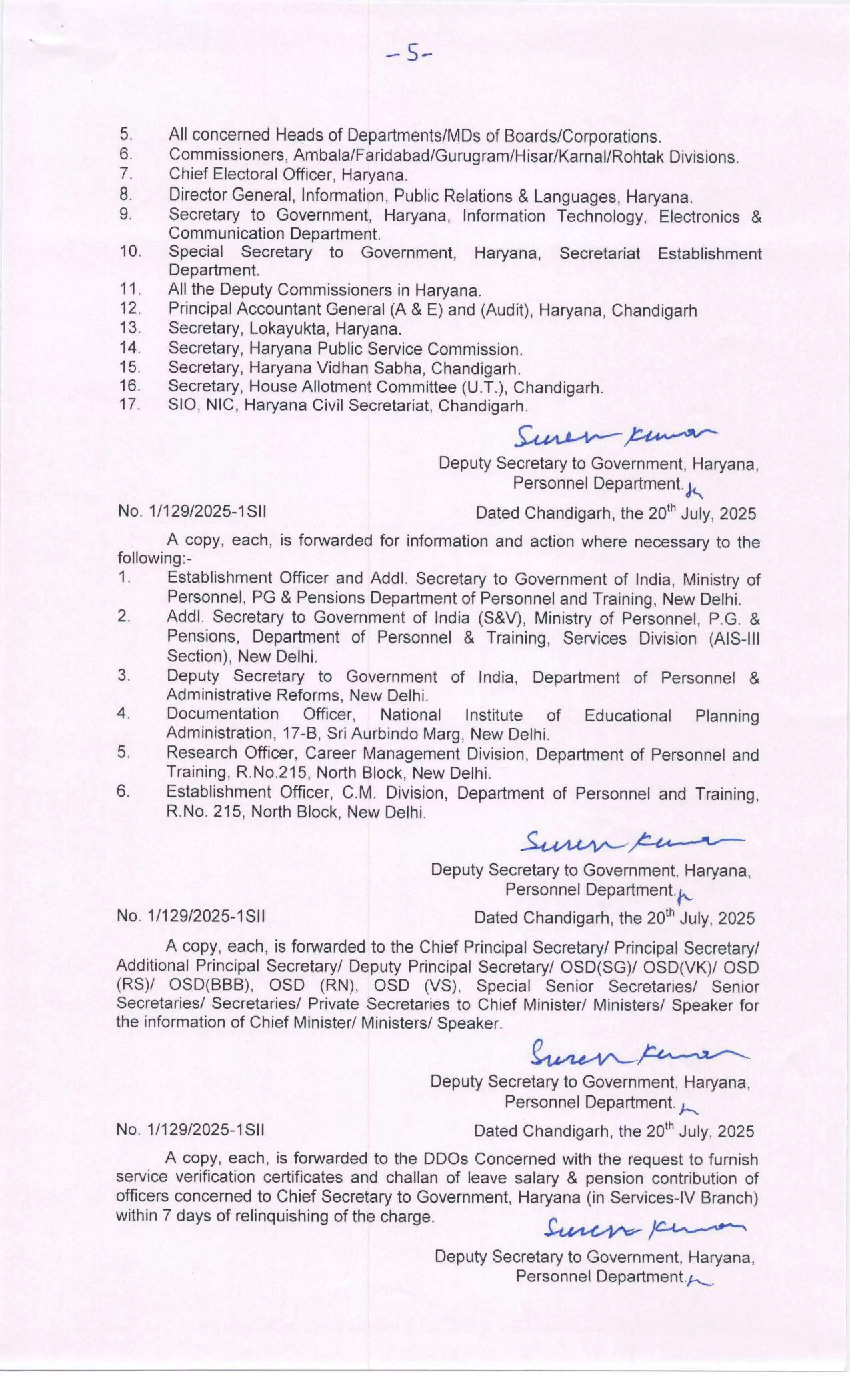  Haryana IAS and HCS Transfer: Major administrative reshuffle in Haryana, 2 IAS and 44 HCS officers transferred