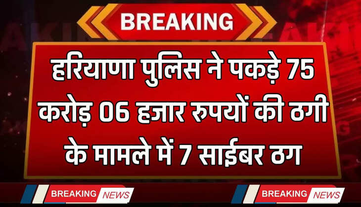 Haryana: हरियाणा पुलिस ने पकड़े 75 करोड़ 06 हजार रुपयों की ठगी के मामले में 7 साईबर ठग, देखें पूरी जानकारी 