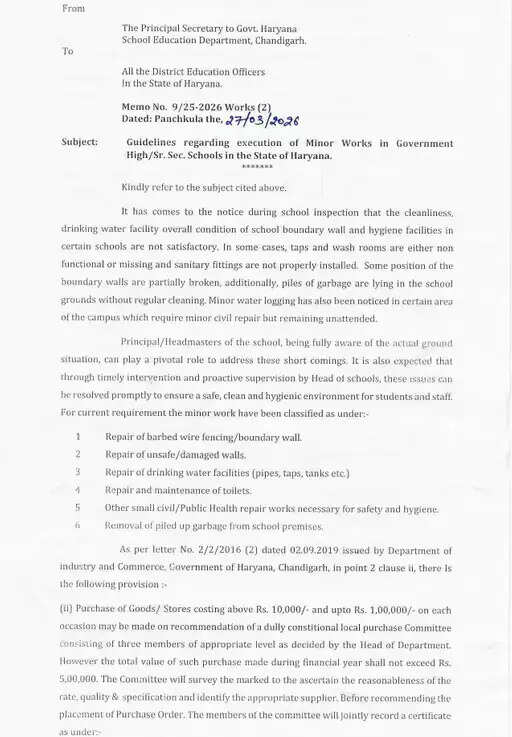 Haryana: हरियाणा में पेयजल समेत कई कामों के लिए बजट जारी, सरकारी स्कूलों को मिलेंगे एक लाख रुपए