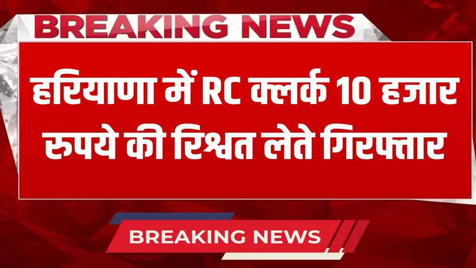  RC clerk arrested in Haryana for taking bribe of Rs 10,000