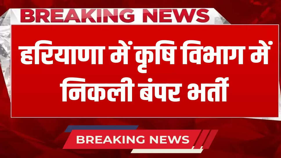 Bumper recruitment in Agriculture Department in Haryana