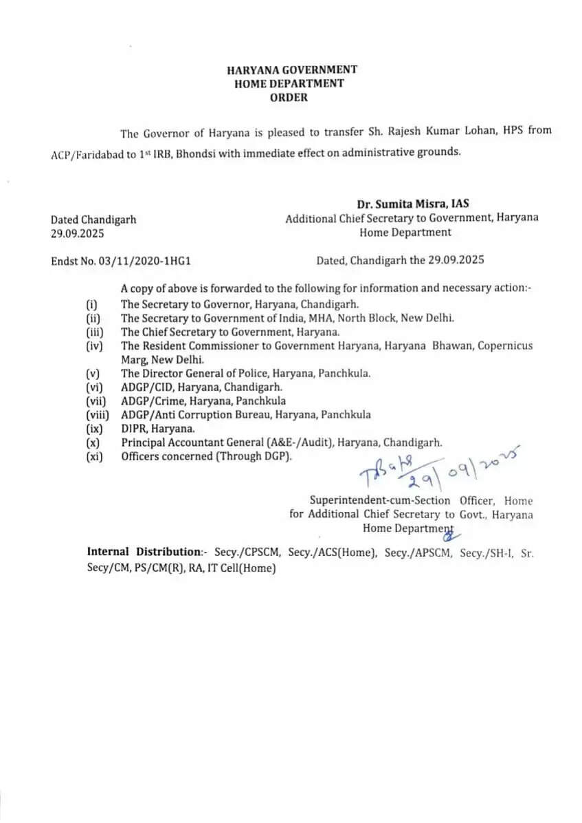 Haryana IPS Transfers: हरियाणा में बड़ा प्रशासनिक फेरबदल, कई IPS अफसरों के तबादले, देखें पूरी लिस्ट 222