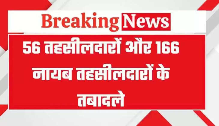 Transfers: 56 Tehsildars and 166 Naib Tehsildars transferred, read the list