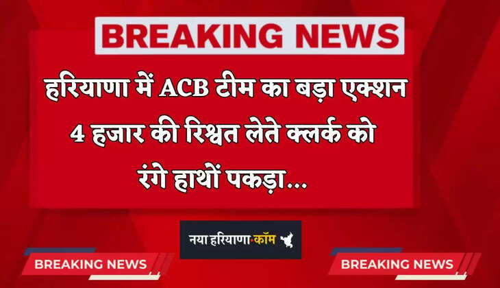 Haryana: हरियाणा में ACB टीम का बड़ा एक्शन, 4 हजार की रिश्वत लेते क्लर्क को रंगे हाथों पकड़ा