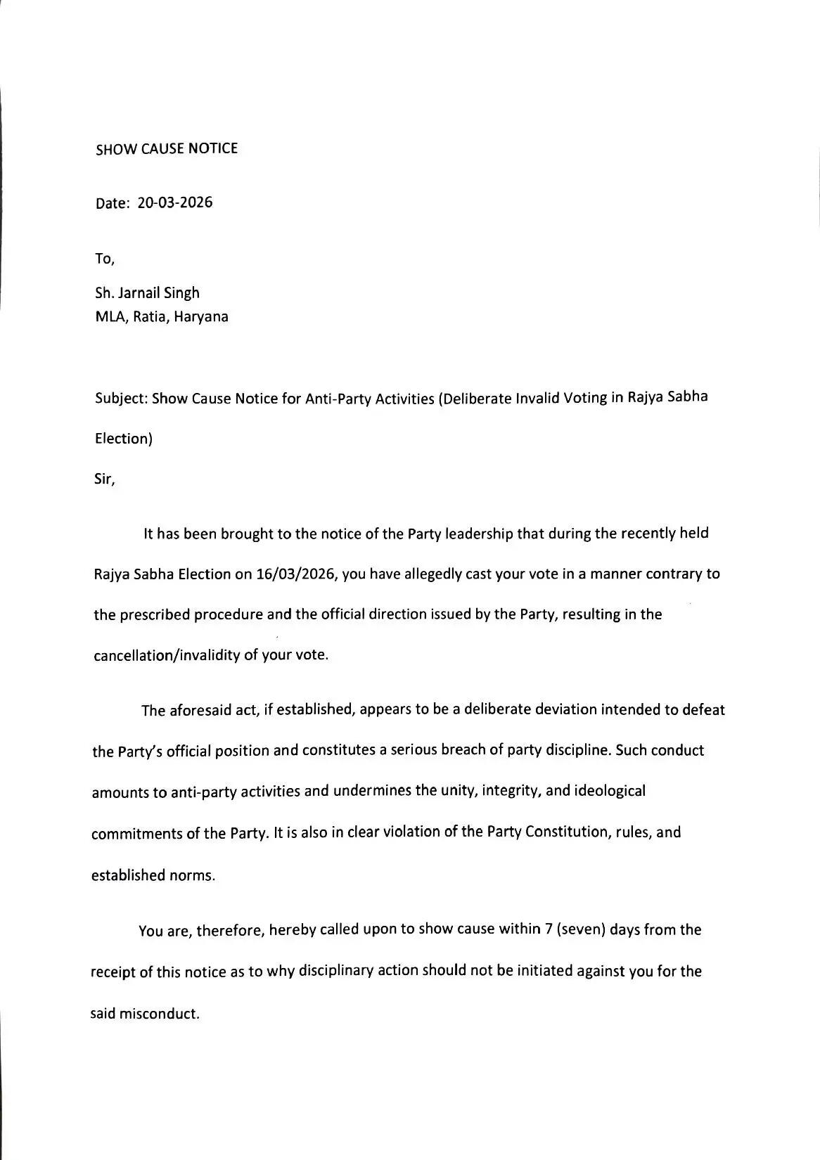 Haryana News: हरियाणा क्रॉस वोटिंग में 5वें MLA का नाम सामने आया, कांग्रेस पार्टी ने इस विधायक को भेजा नोटिस11