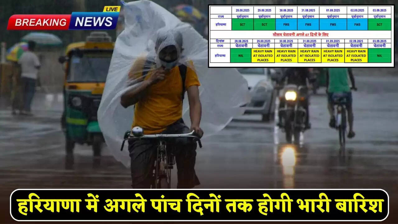 Haryana Weather Update: There will be heavy rain in Haryana for the next five days, see this report of the Meteorological Department