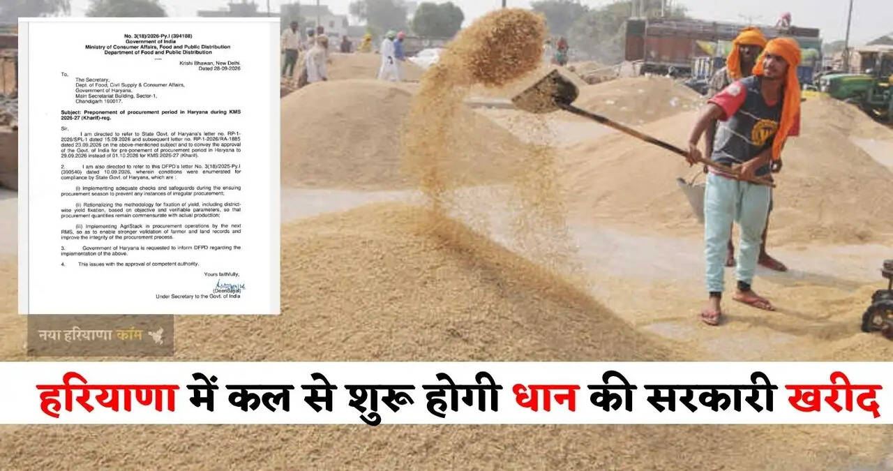 हरियाणा के किसानों के लिए बड़ी खुशखबरी, धान की सरकारी खरीद को मिली मंजूरी