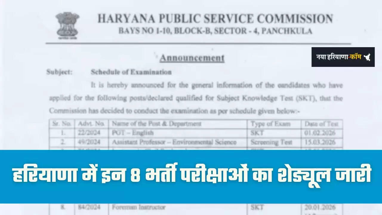 Haryana: हरियाणा में इन 8 भर्ती परीक्षाओं का शेड्यूल जारी, देखें कब-कब होंगे एग्जाम ?