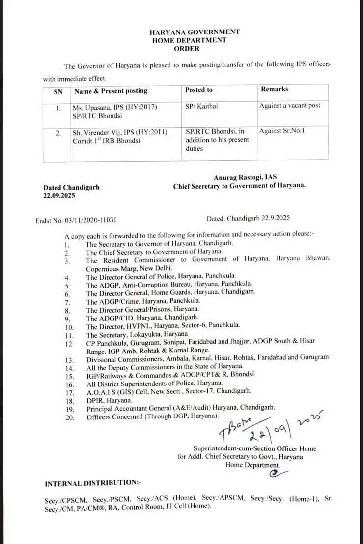 Haryana IPS Transfer