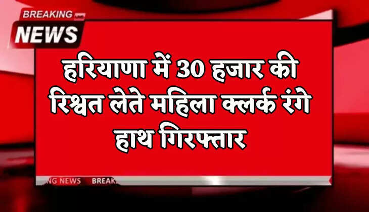 A female clerk was caught red-handed accepting a bribe in Haryana.