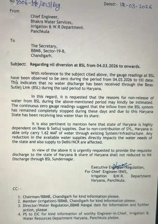 Haryana: हरियाणा में BSL से रुकी पानी की सप्लाई, BBMB से सरकार ने मांगा जवाब