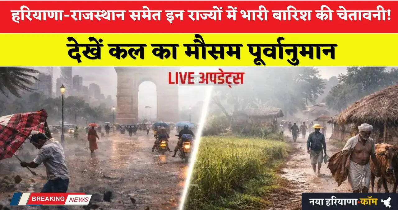 Kal Ka Mousam: हरियाणा-राजस्थान समेत इन राज्यों में भारी बारिश की चेतावनी! देखें कल का मौसम पूर्वानुमान&nbsp;