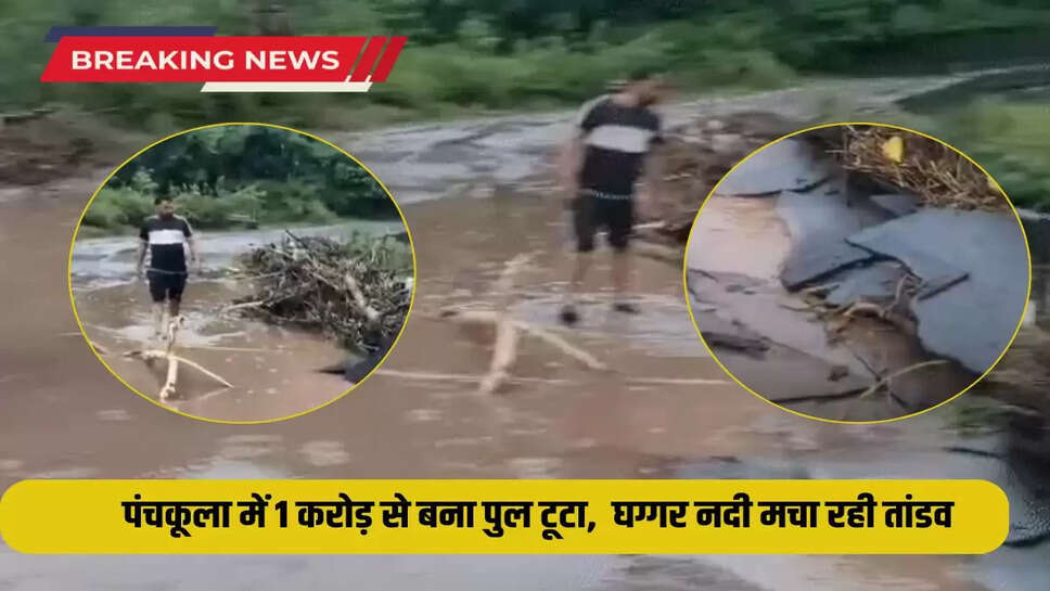 A bridge made of Rs 1 crore collapsed in Panchkula, Ghaggar river is creating havoc