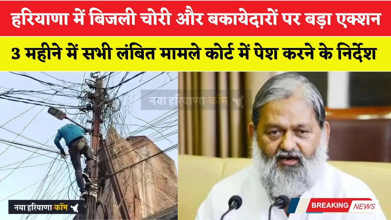 हरियाणा में बिजली चोरी और बकायेदारों पर बड़ा एक्शनः 3 महीने में सभी लंबित मामले कोर्ट में पेश करने के निर्देश